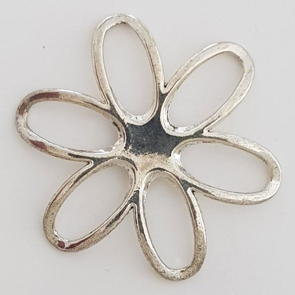 Breloque Fleur M&eacute;tal N&deg;003 Argent