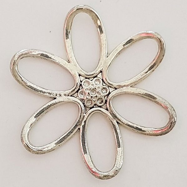 Breloque Fleur M&eacute;tal N&deg;003 Argent