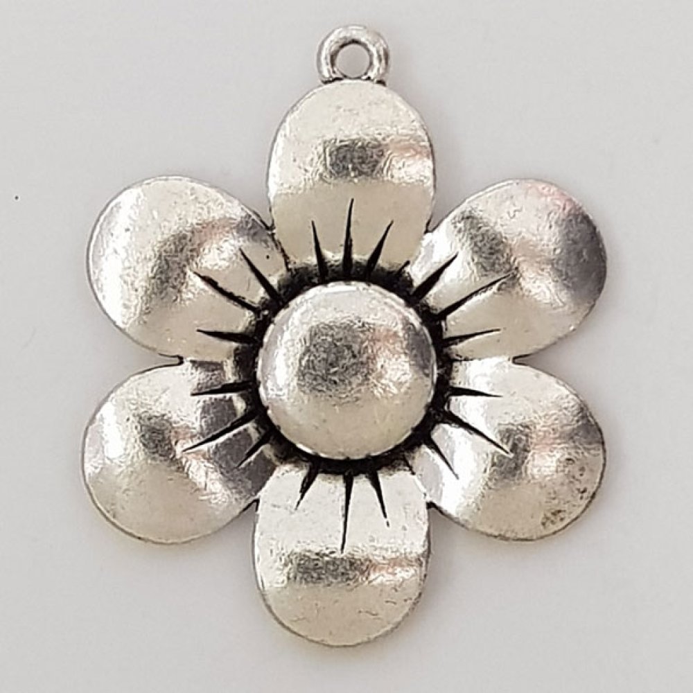 Breloque Fleur M&eacute;tal N&deg;007 Argent