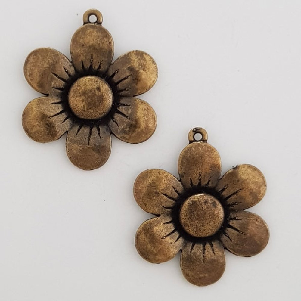 Breloque Fleur M&eacute;tal N&deg;007 Bronze
