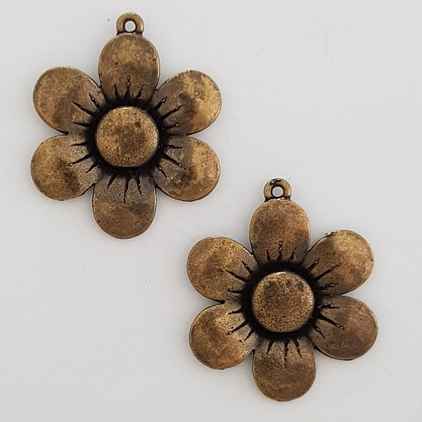 Breloque Fleur M&eacute;tal N&deg;007 Bronze