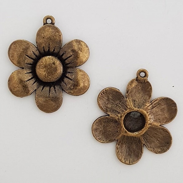 Breloque Fleur M&eacute;tal N&deg;007 Bronze