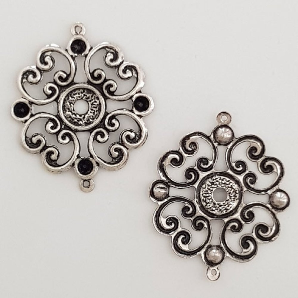 Breloque Fleur M&eacute;tal N&deg;019 Argent