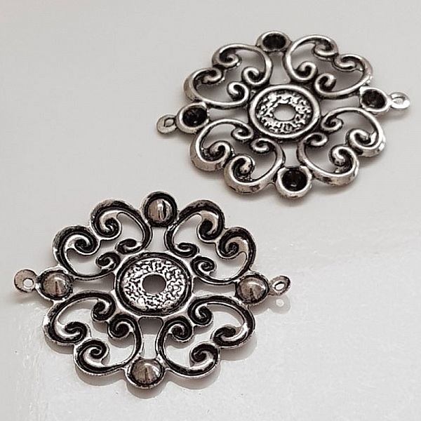 Breloque Fleur M&eacute;tal N&deg;019 Argent