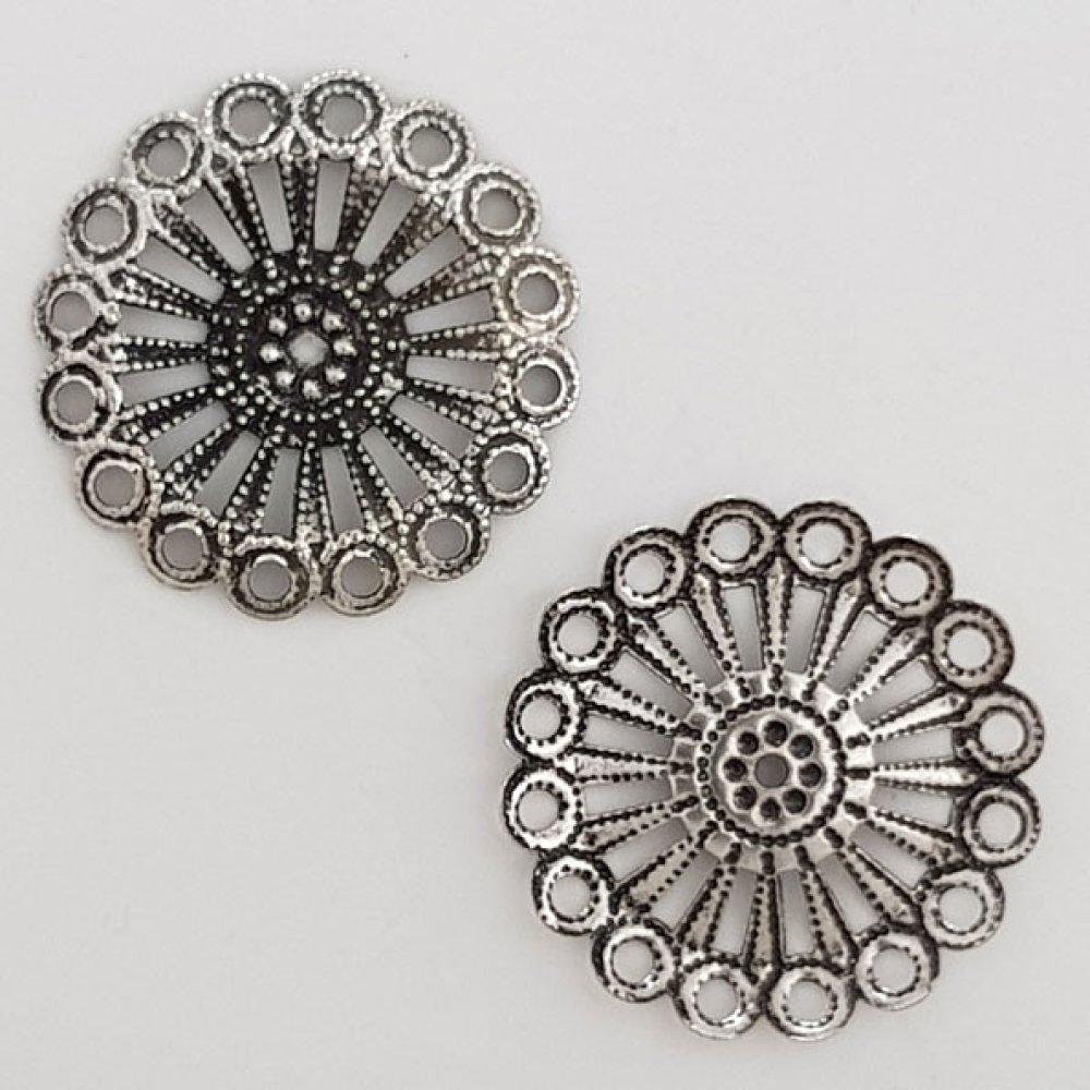 Breloque Fleur M&eacute;tal N&deg;026 Argent