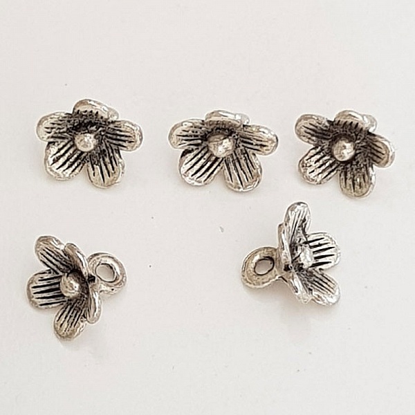 Breloque Fleur M&eacute;tal N&deg;038 Argent