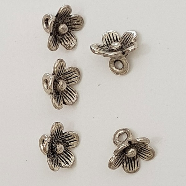 Breloque Fleur M&eacute;tal N&deg;038 Argent