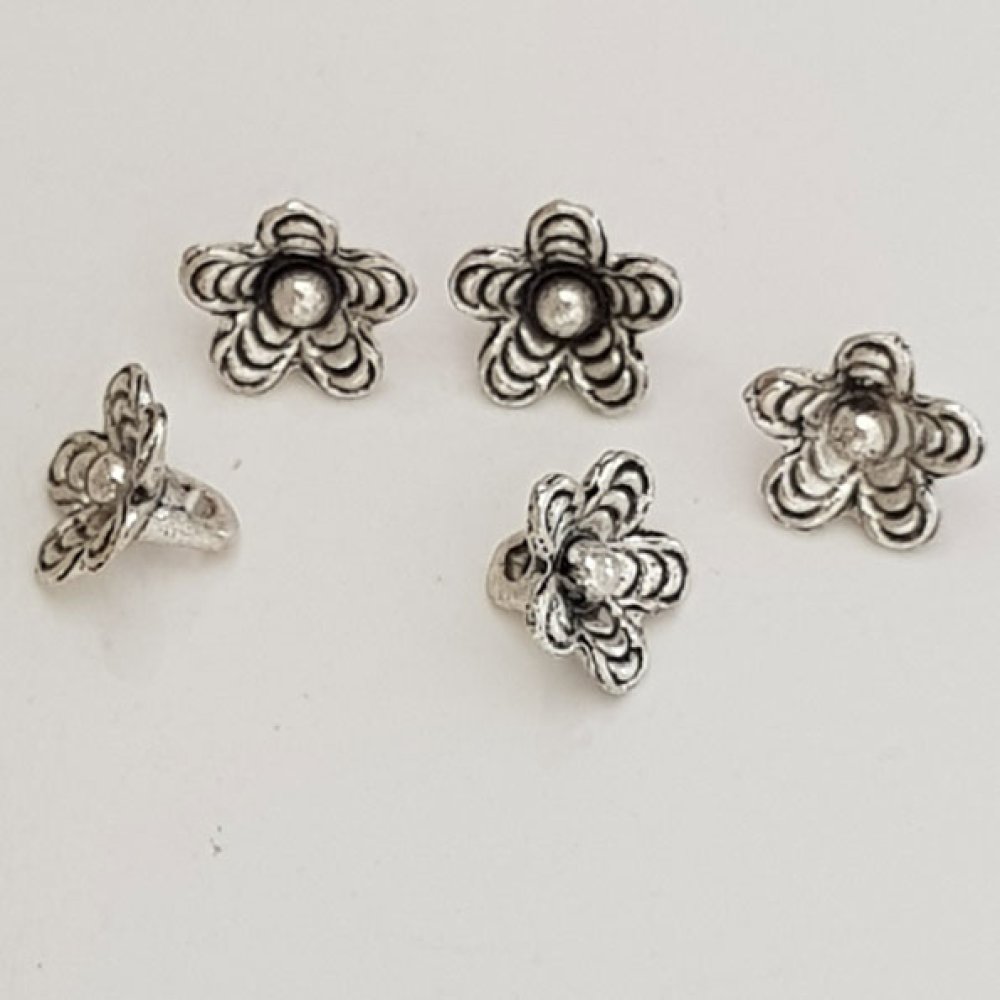 Breloque Fleur M&eacute;tal N&deg;039 Argent