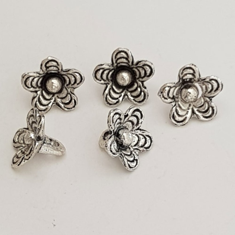 Breloque Fleur M&eacute;tal N&deg;039 Argent