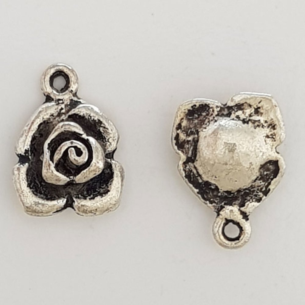Breloque Fleur M&eacute;tal N&deg;045 Argent