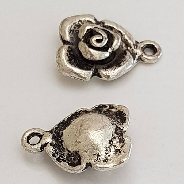 Breloque Fleur M&eacute;tal N&deg;045 Argent