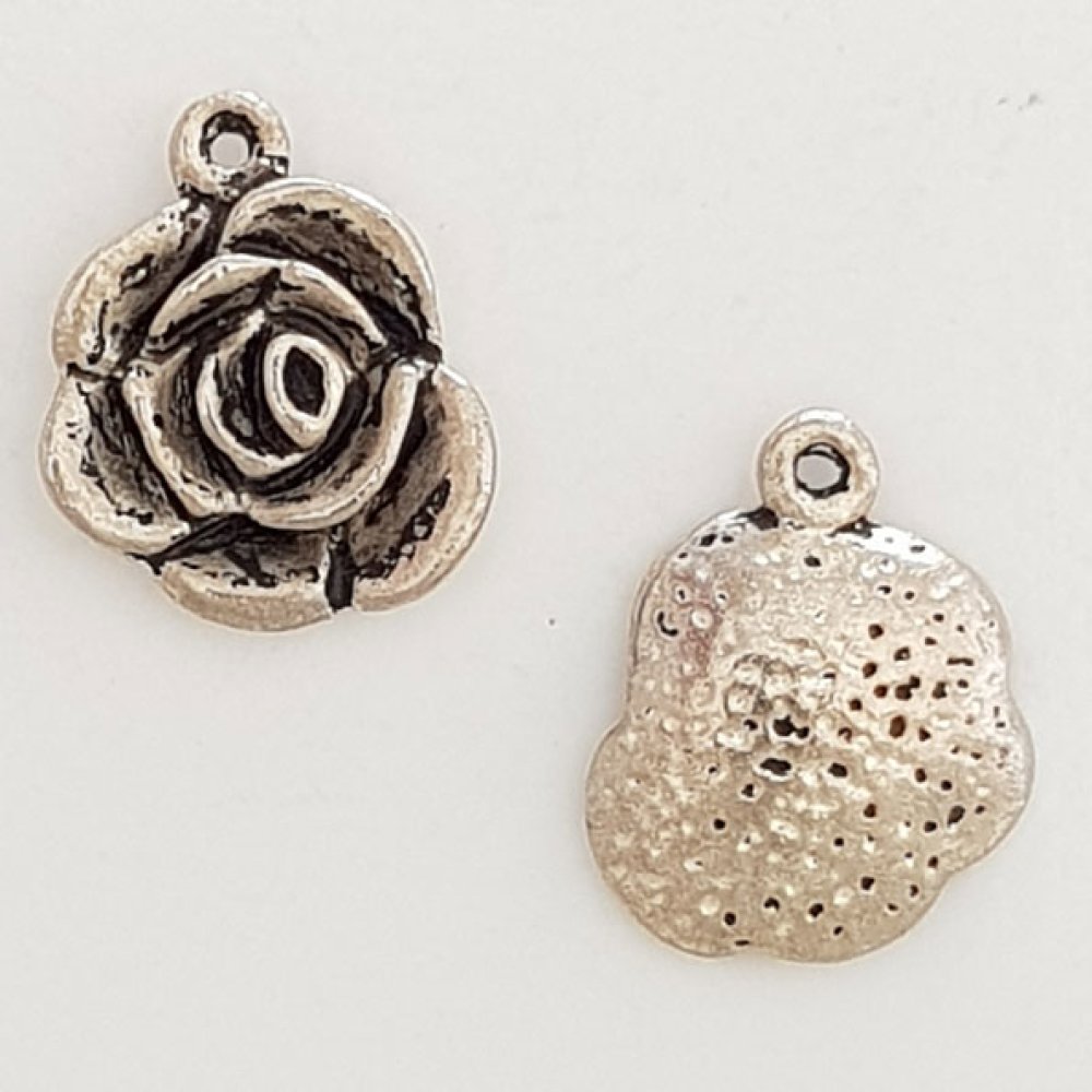 Breloque Fleur M&eacute;tal N&deg;046 Argent
