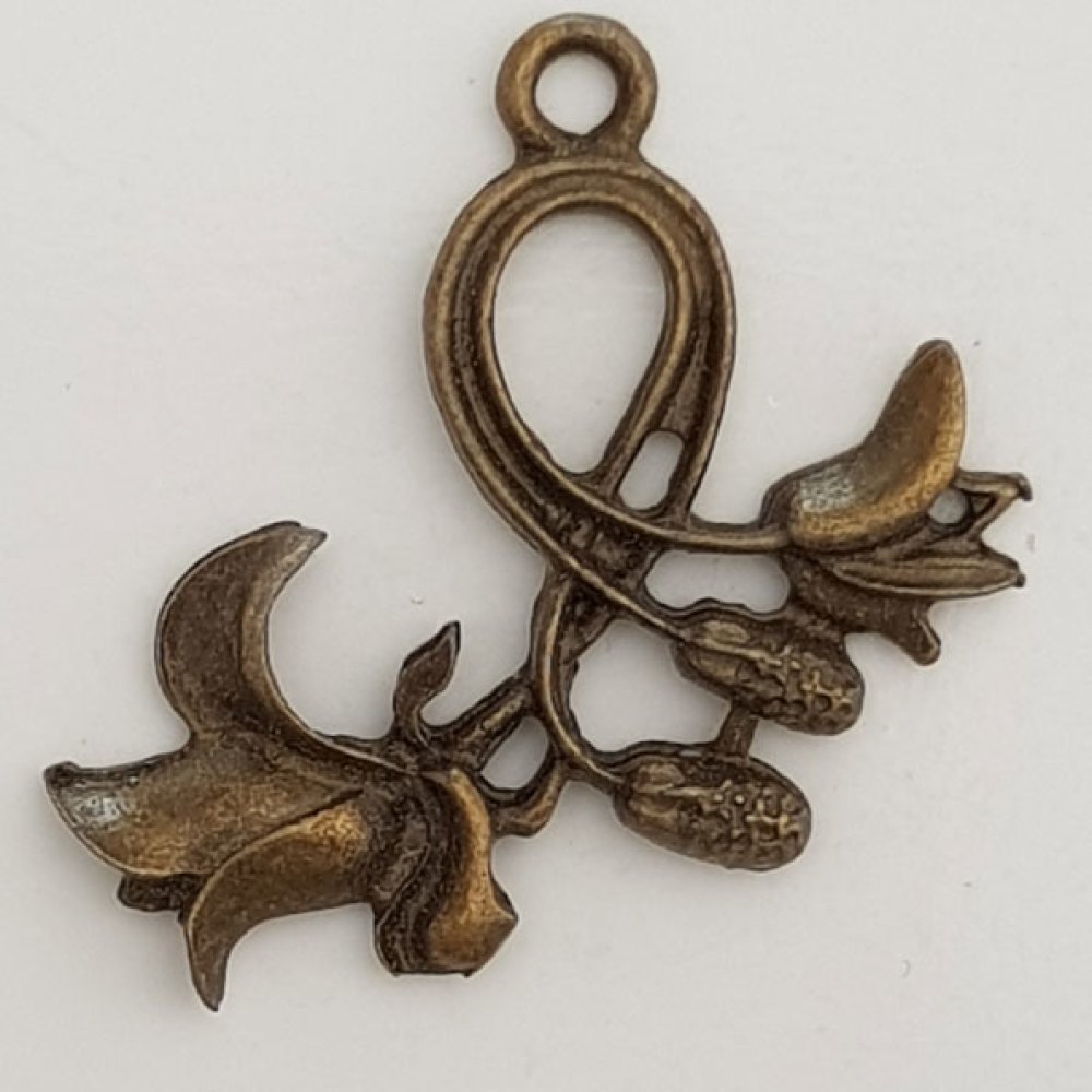 Breloque Fleur M&eacute;tal N&deg;053 Bronze