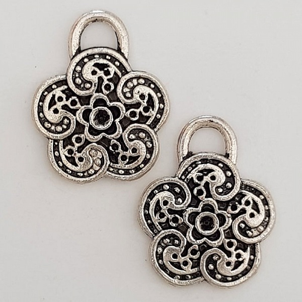 Breloque Fleur M&eacute;tal N&deg;055 Argent