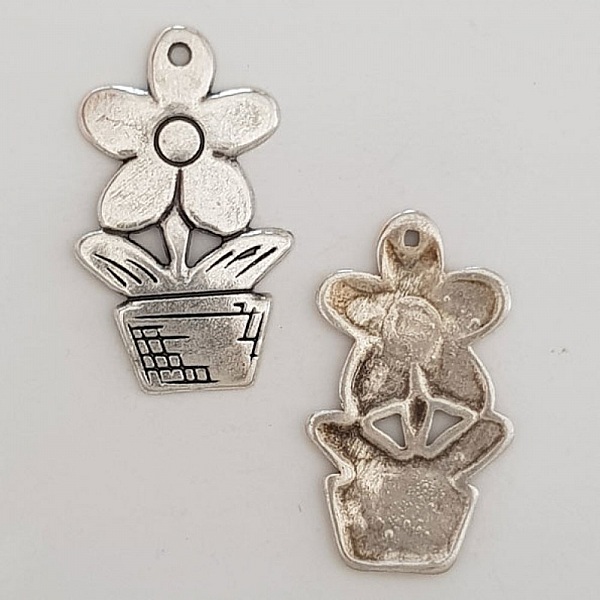 Breloque Fleur M&eacute;tal N&deg;056 Argent