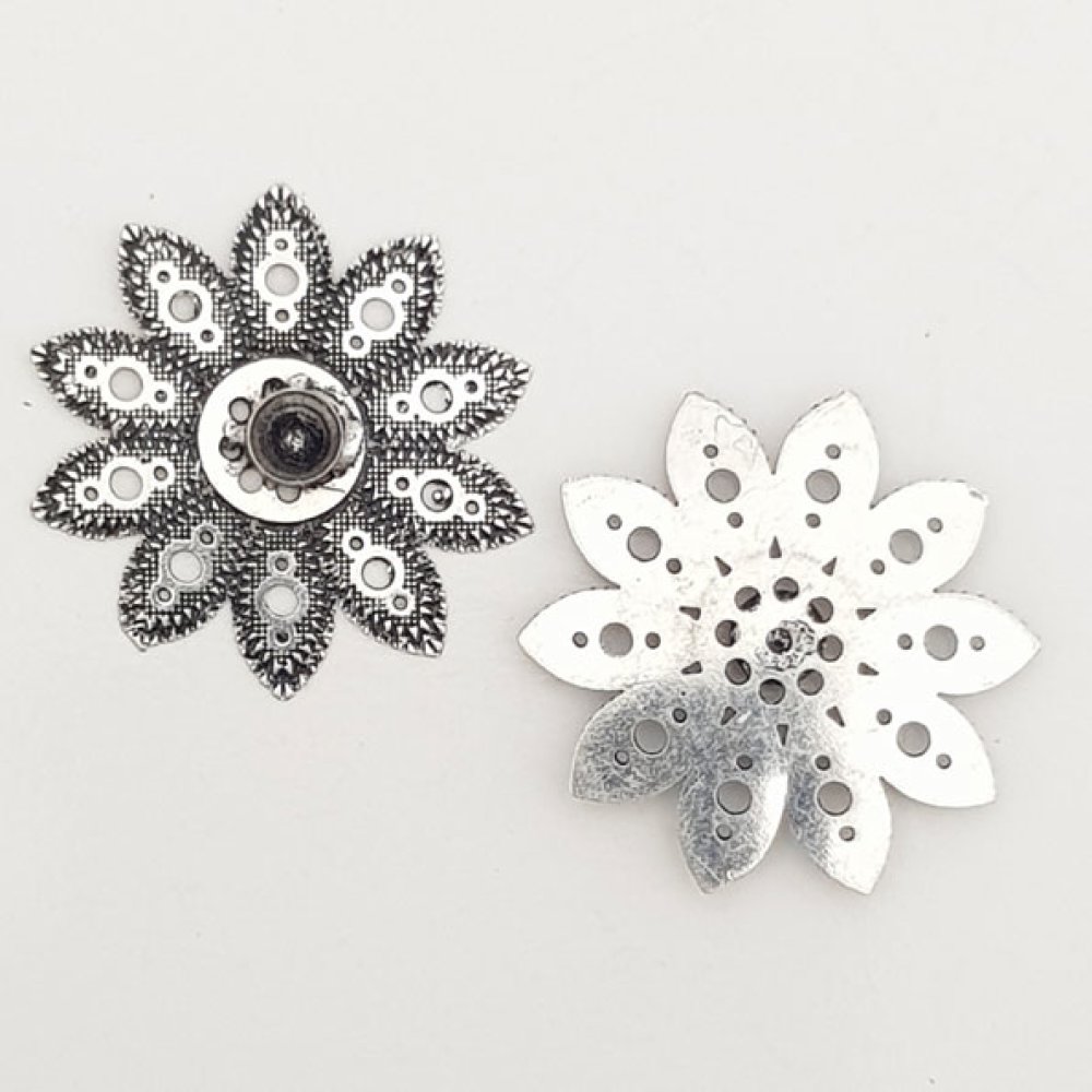 Breloque Fleur M&eacute;tal N&deg;059 Argent