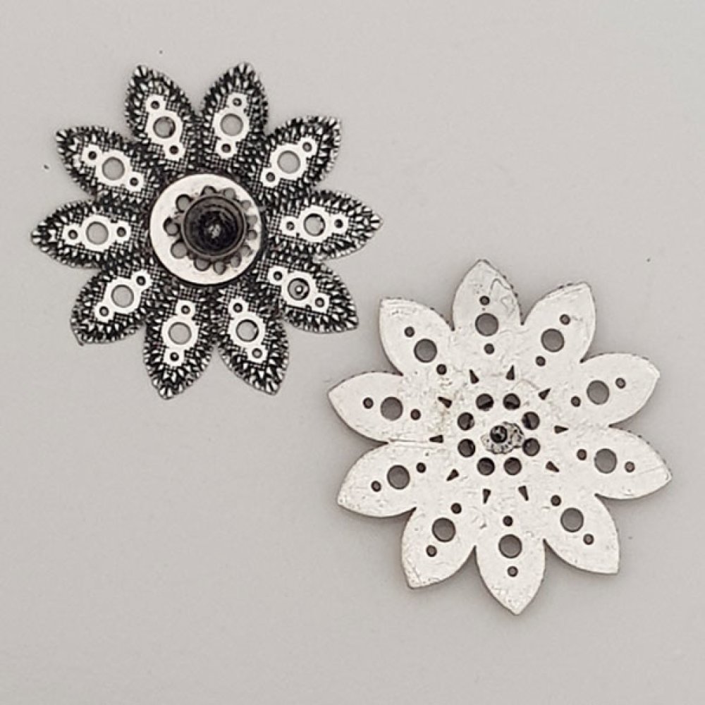 Breloque Fleur M&eacute;tal N&deg;059 Argent