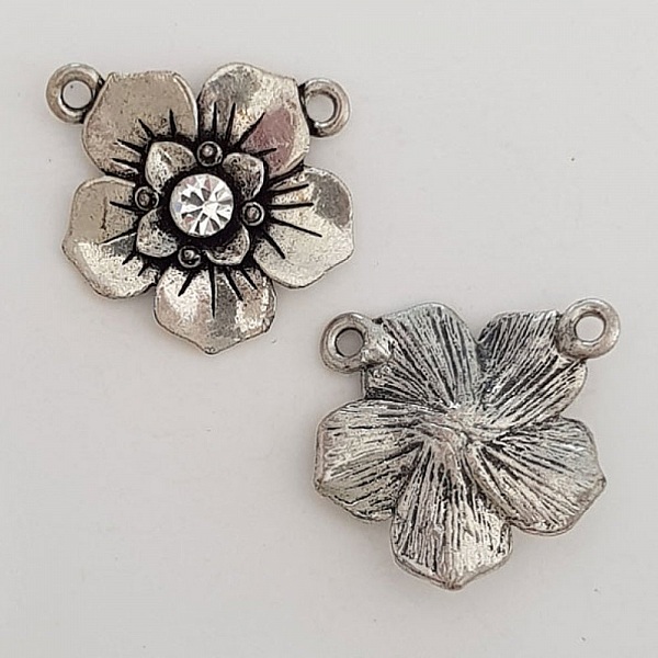 Breloque Fleur M&eacute;tal N&deg;061 Argent