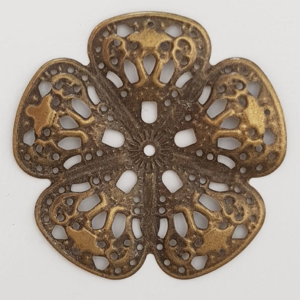 Breloque Fleur M&eacute;tal N&deg;099 Estampe Bronze