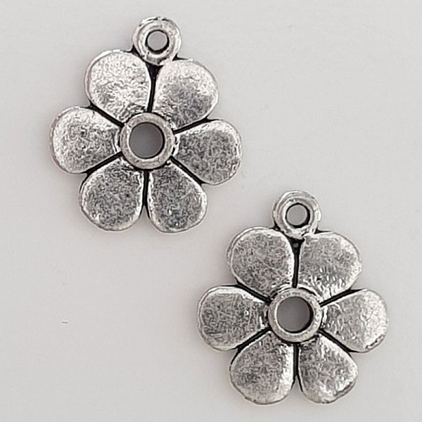 Breloque Fleur M&eacute;tal N&deg;115 Argent