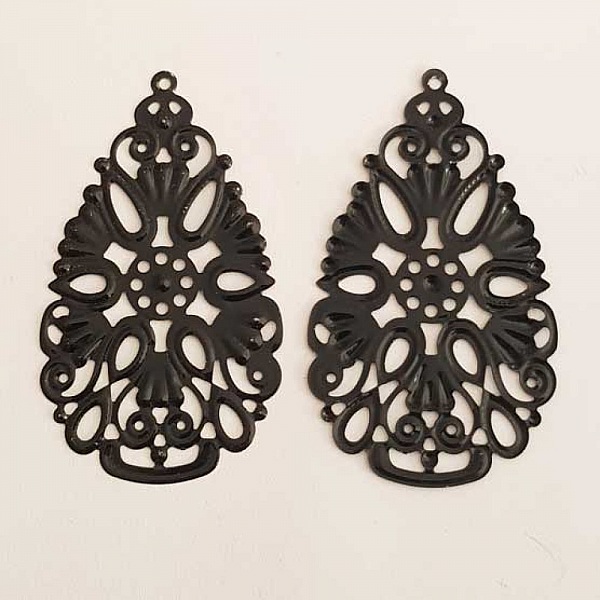 Breloque Fleur M&eacute;tal N&deg;172 Noir