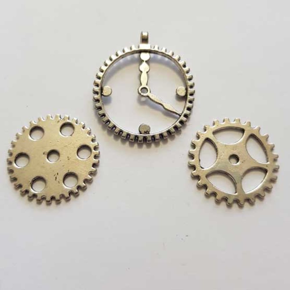 Breloque M&eacute;canisme Horloge N&deg;25 Lot 2 pi&egrave;ces