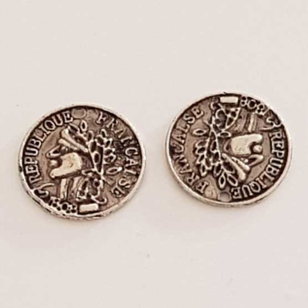 Breloque M&eacute;daille pi&egrave;ce 15 mm Argent 01