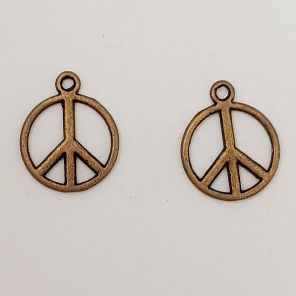Breloque Peace & Love N&deg;07 Bronze x 10 pi&egrave;ces.