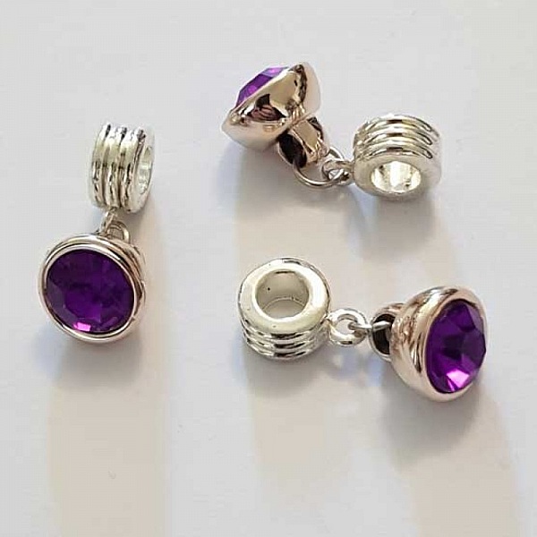 Breloque Pendentif Strass Violet N&deg;1013-06