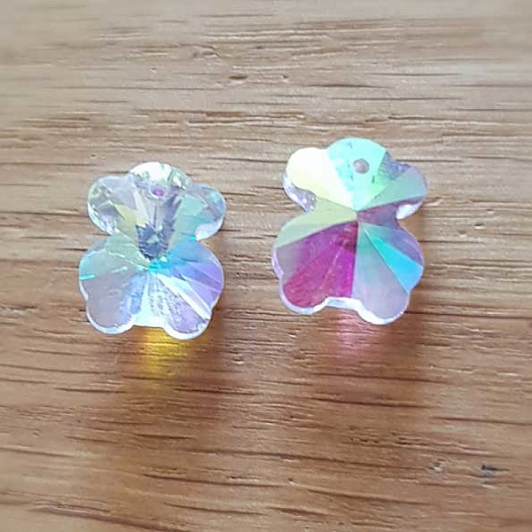 Breloque Pendentif en verre facett&eacute; ours N&deg;02-01