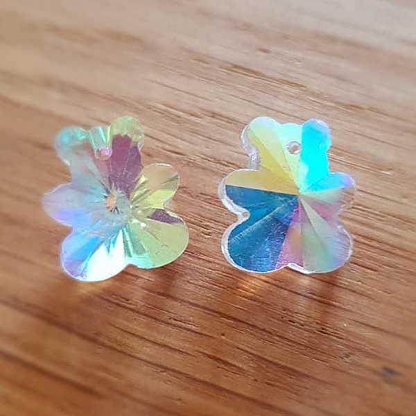 Breloque Pendentif en verre facett&eacute; ours N&deg;03-01