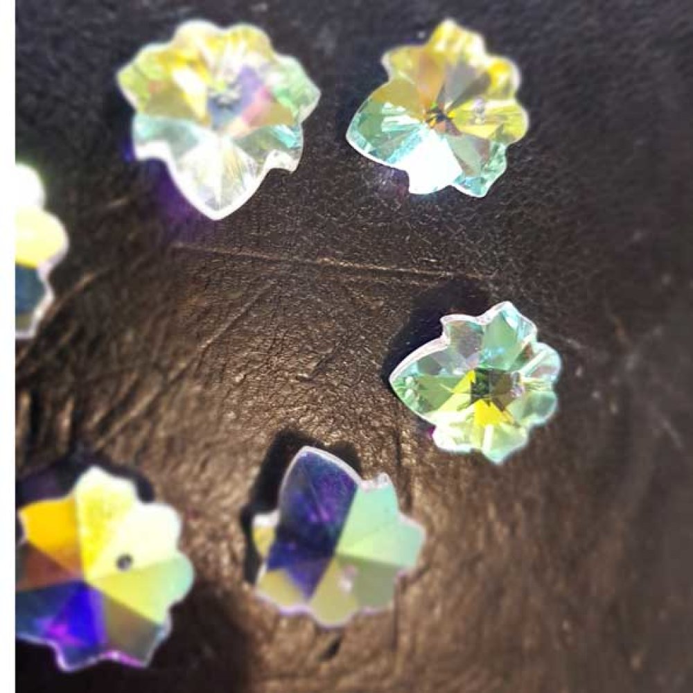 Breloque Pendentif en verre facett&eacute; fleur N&deg;03-01