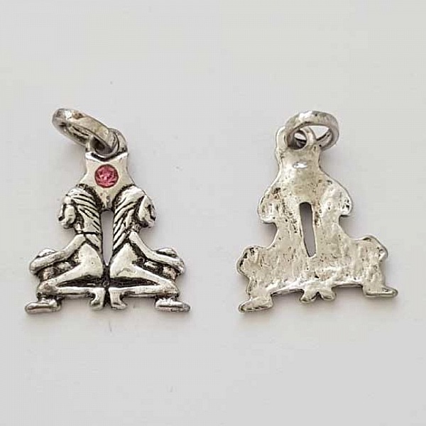 Breloque Signe Zodiaque G&eacute;meaux M&eacute;tal Argent&eacute; N&deg;03 avec strass