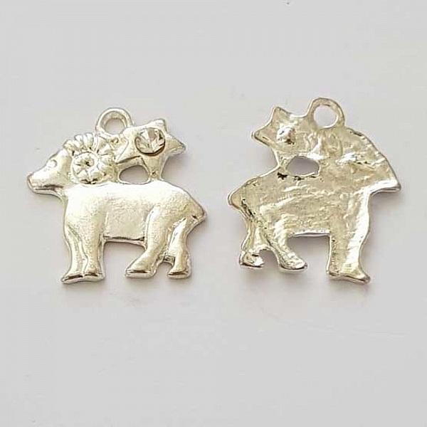 Breloque Signe Zodiaque B&eacute;lier M&eacute;tal Argent&eacute; N&deg;04 avec strass