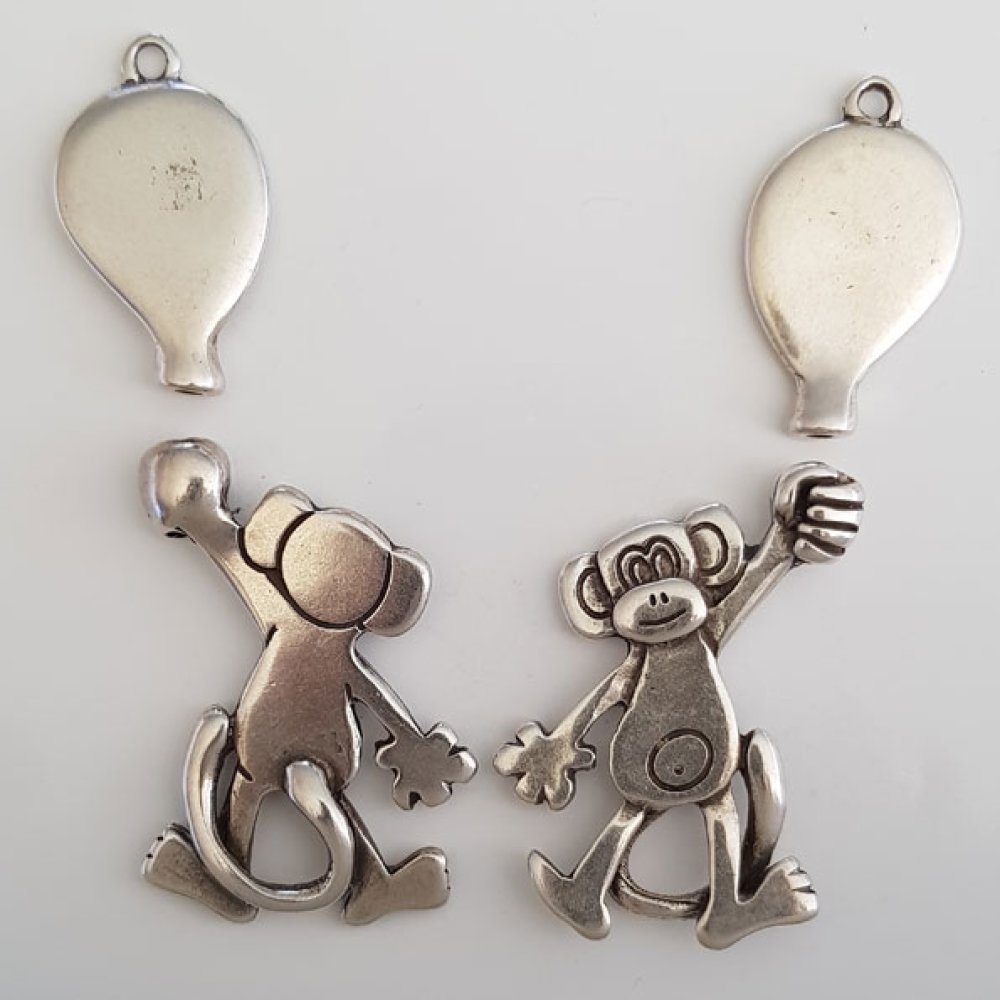 Breloque Singe N&deg;02 Zamak (Plaqu&eacute; Argent)