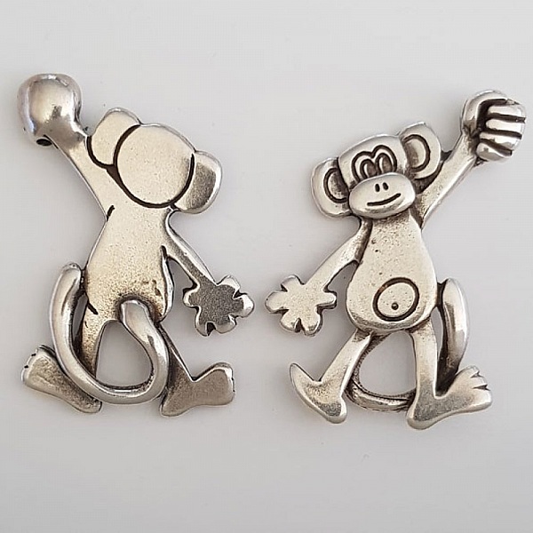 Breloque Singe N&deg;02 Zamak (Plaqu&eacute; Argent)