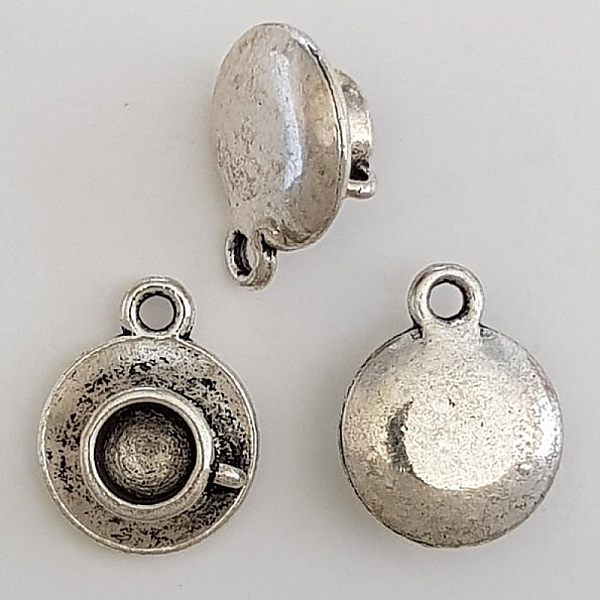 Breloque Tasse et Soucoupe N&deg;04 cuisine Argent