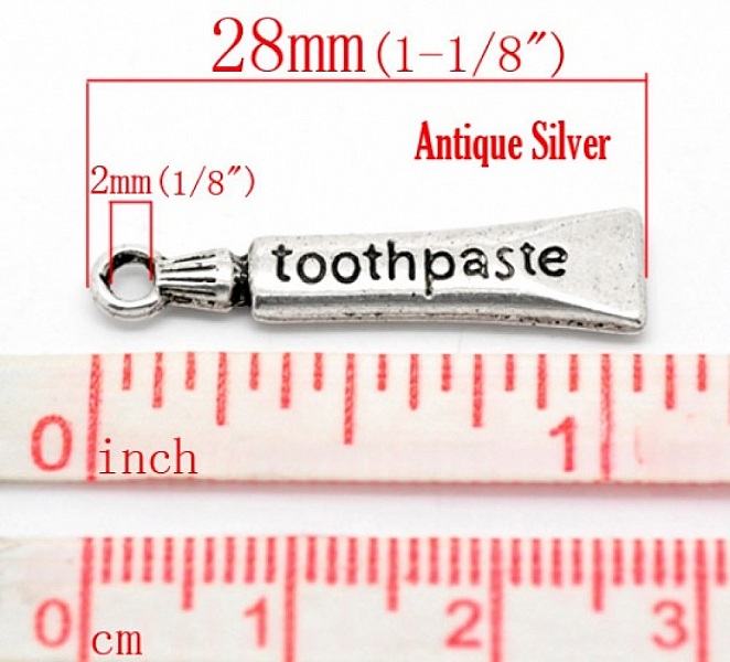 Breloque Tube Dentifrice Argent