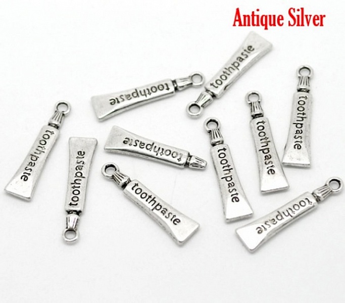 Breloque Tube Dentifrice Argent