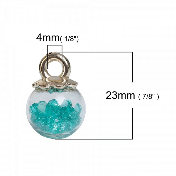 Breloque en Verre Bouteille Globe Transparent Dor&eacute; &agrave; Strass N&deg;02