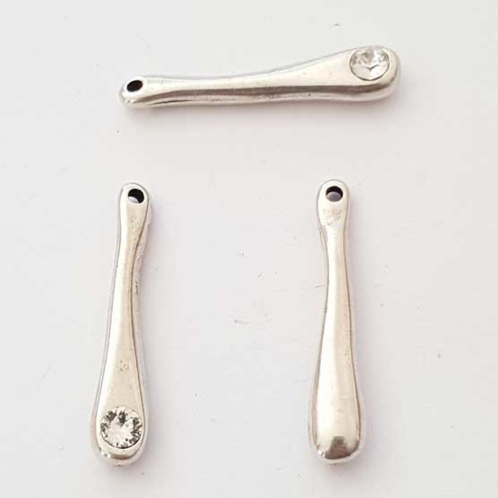 Breloque goutte N&deg;09-04 Argent et strass