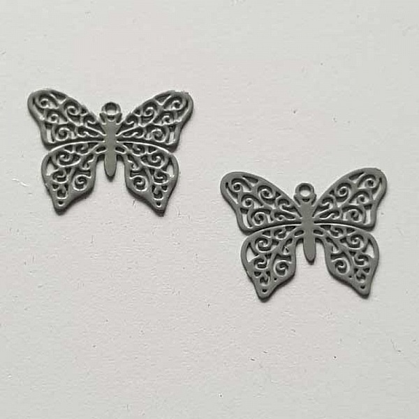 Breloque papillon N&deg;19 Gris 13 x 16 mm