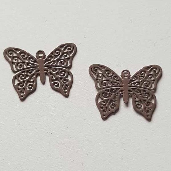 Breloque papillon N&deg;19 Marron 13 x 16 mm