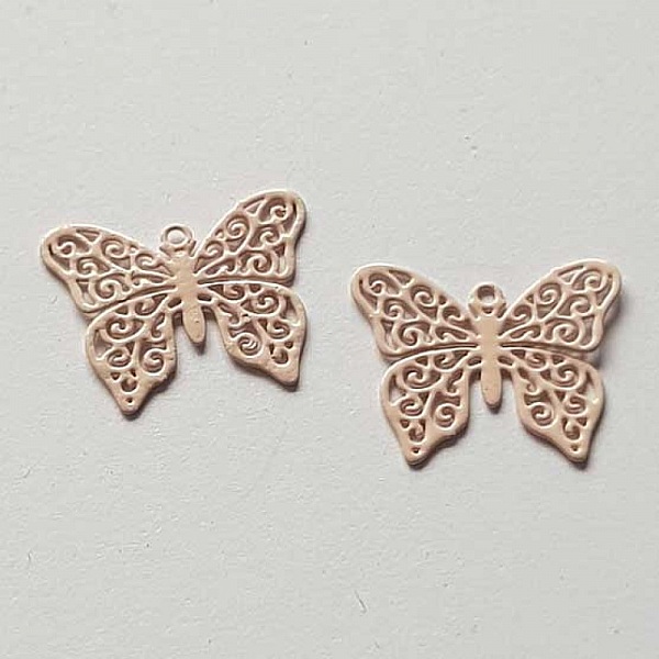 Breloque papillon N&deg;19 Rose Clair 13 x 16 mm