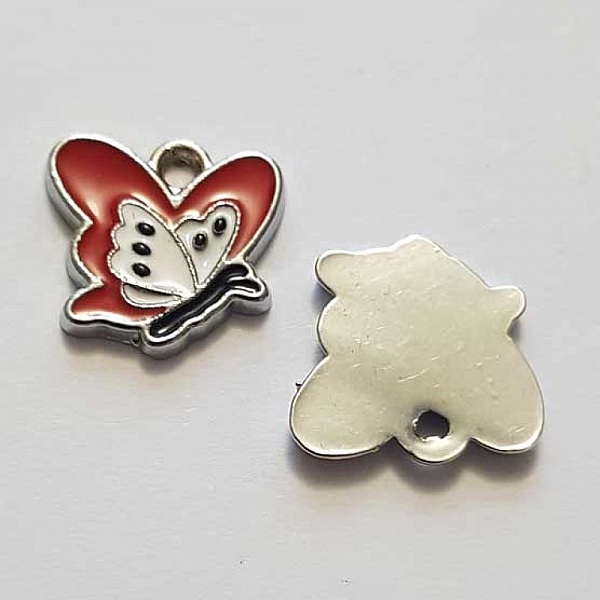 Breloque papillon N&deg;31 Rouge 13 x 13 mm