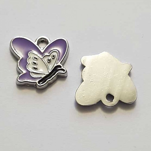 Breloque papillon N&deg;31 Mauve 13 x 13 mm