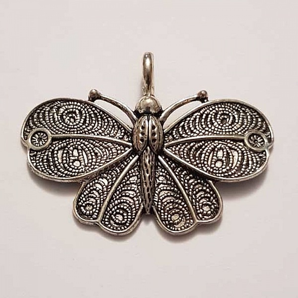 Breloque papillon N&deg;33 Argent 32 x 42 mm