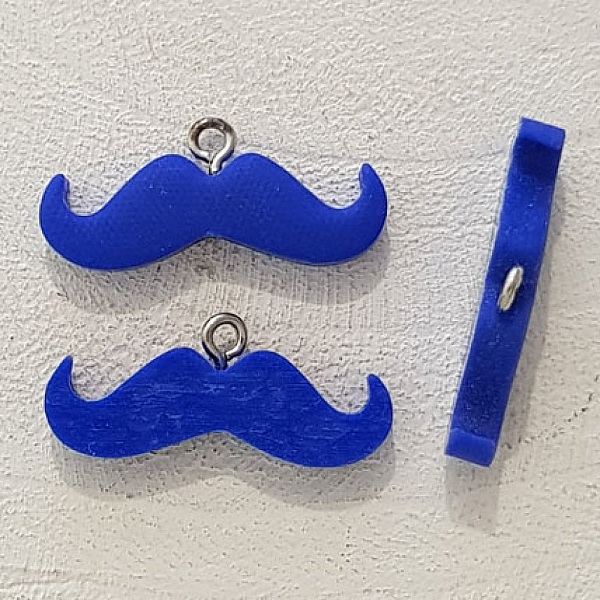 Breloque pendentif Moustache N&deg;01 Bleu