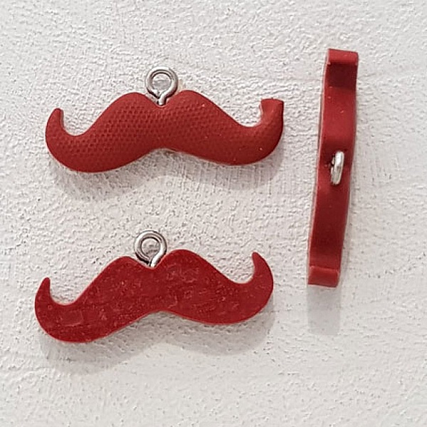 Breloque pendentif Moustache N&deg;03 Marron fonc&eacute;