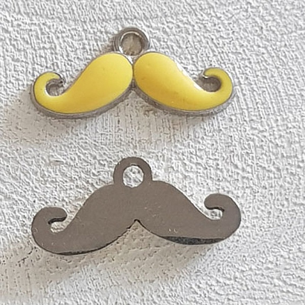 Breloque pendentif Moustache N&deg;20 Jaune